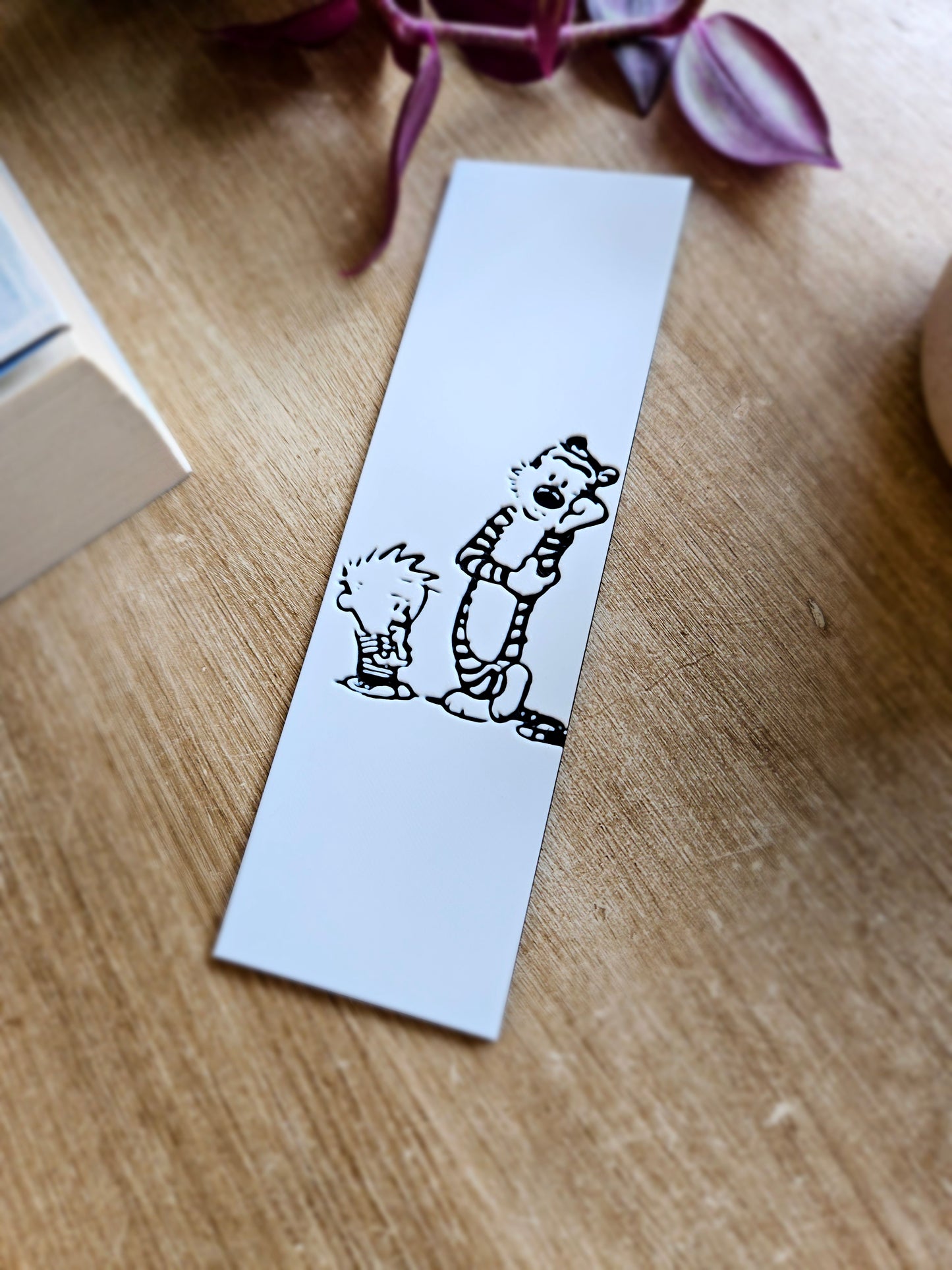 Playful Cartoon Duo Bookmark - Unique Black & White Design 3D Printed