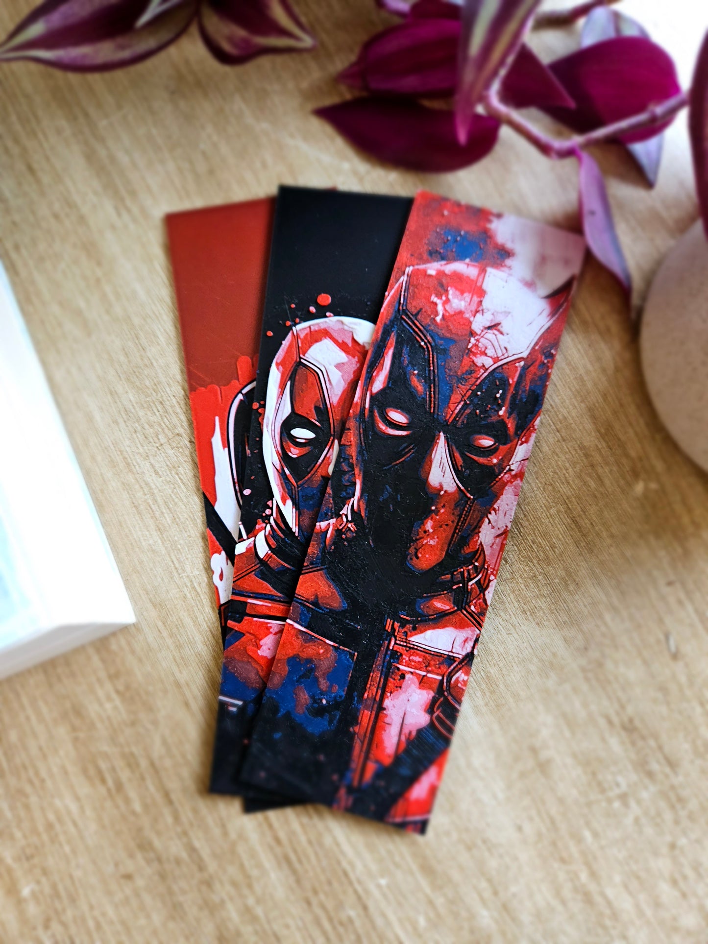 Set of 3 Deadpool-Inspired Bookmarks | Bold & Iconic Designs