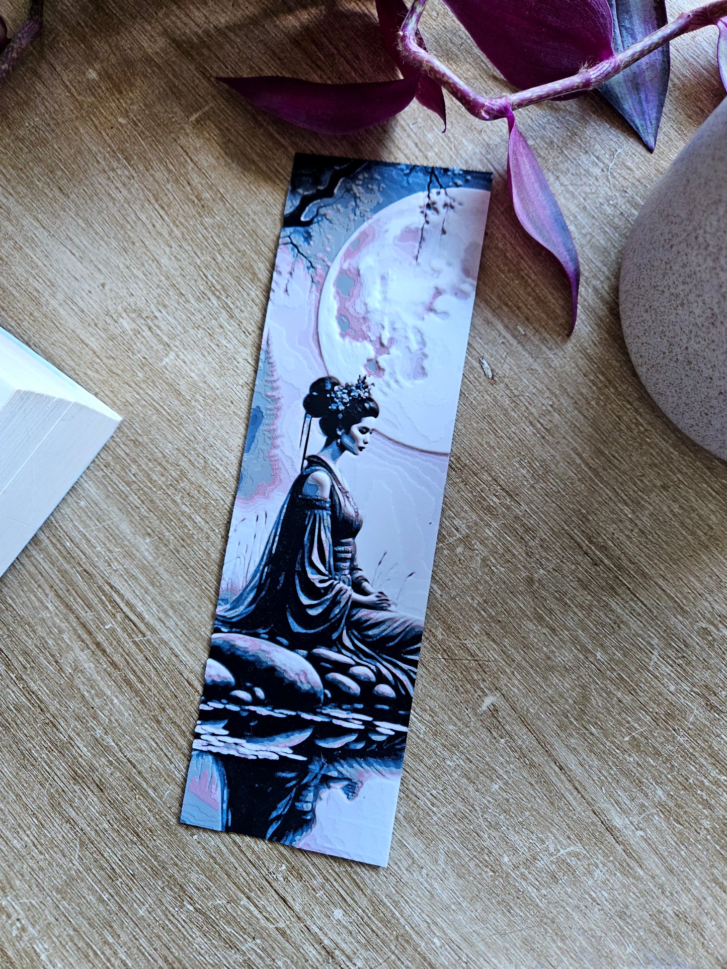 Geisha by Moonlight 3D Printed Bookmark – Elegant and Serene Design