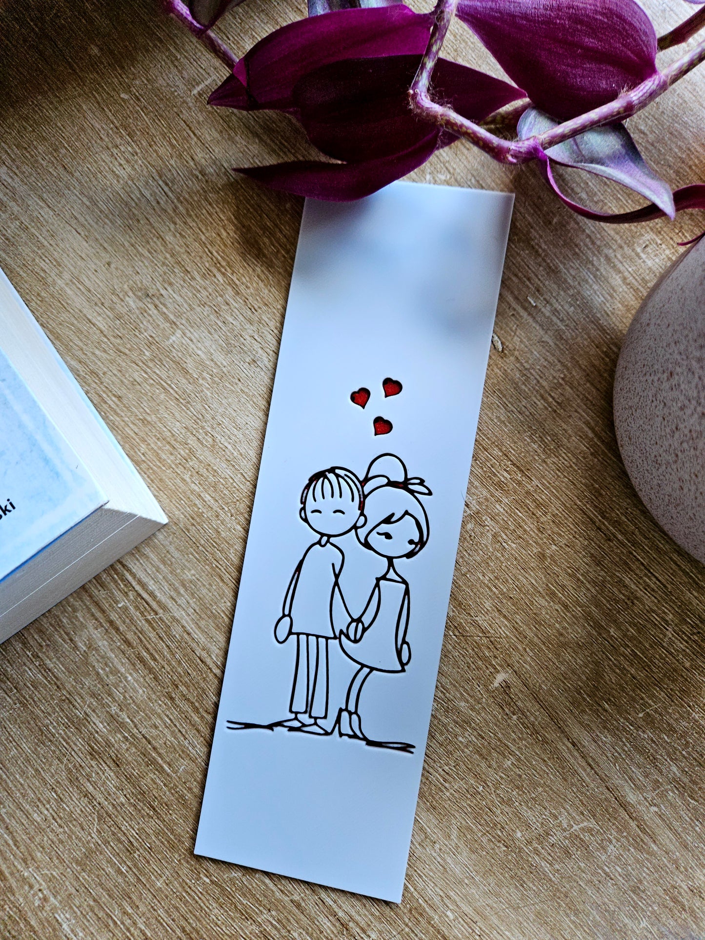 Romantic Stick Figure Bookmark – Love in Every Pag