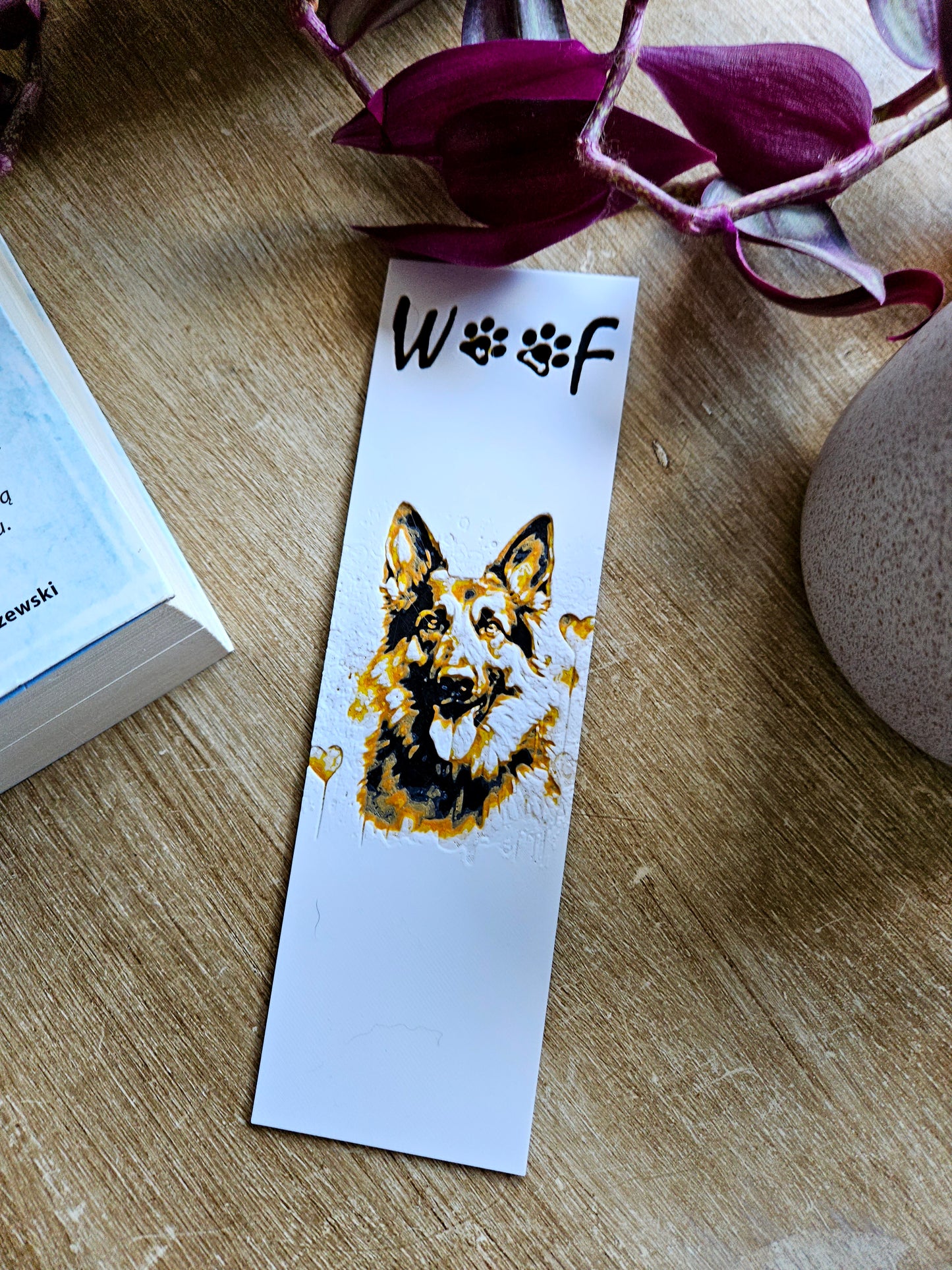 Woof 3D Printed Bookmark – Dog Lover’s German Shepherd Design