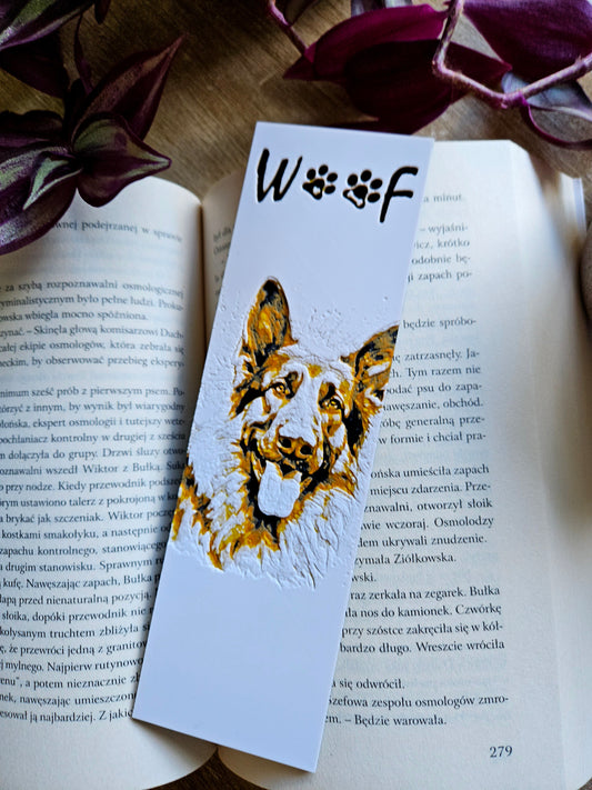 Woof 3D Printed Bookmark – German Shepherd Dog Design