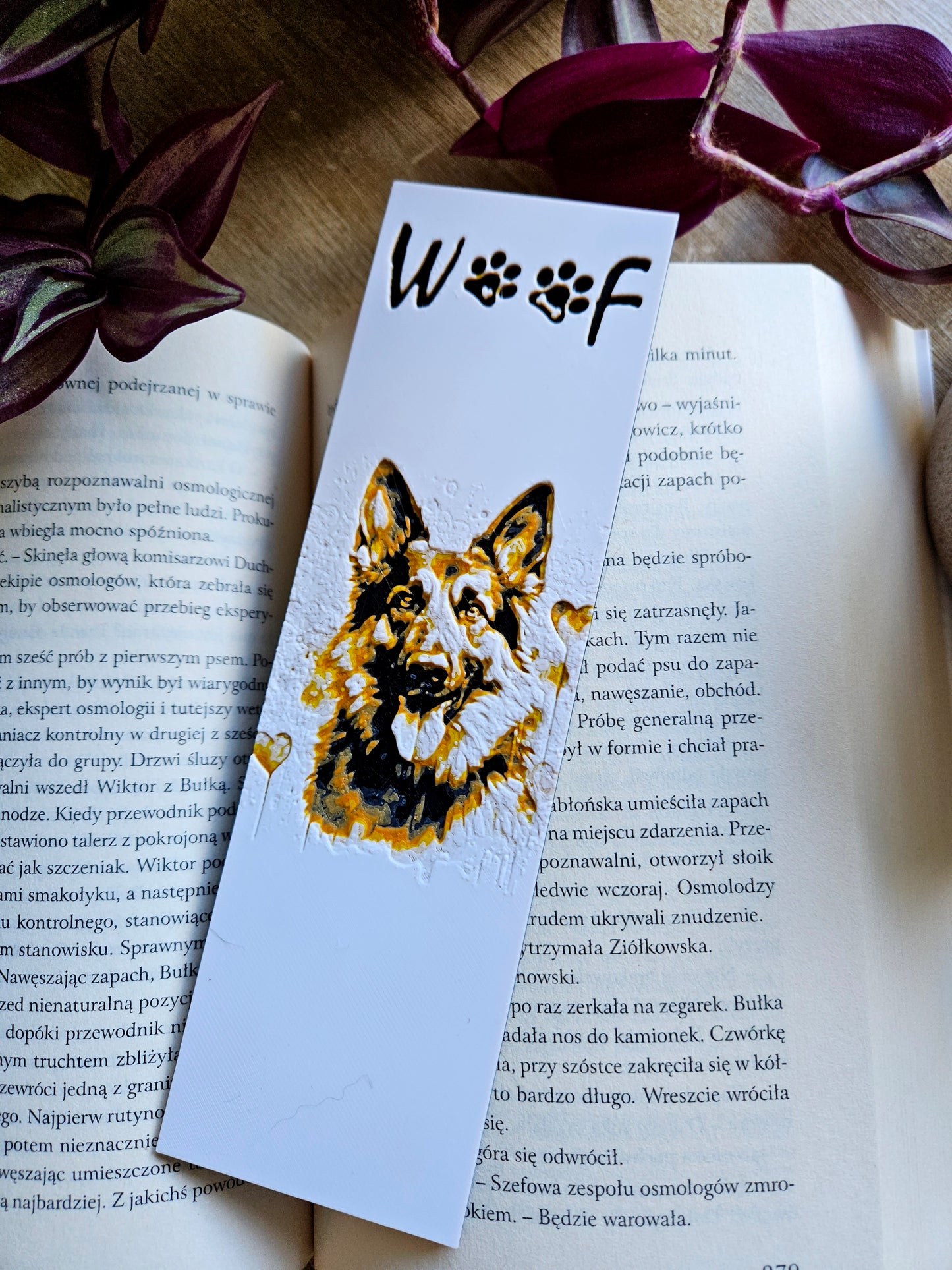 Woof 3D Printed Bookmark – Dog Lover’s German Shepherd Design