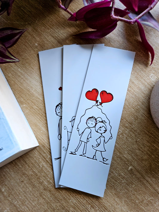 Set of 3 Romantic Couple Bookmarks | Heartwarming Sketch Art