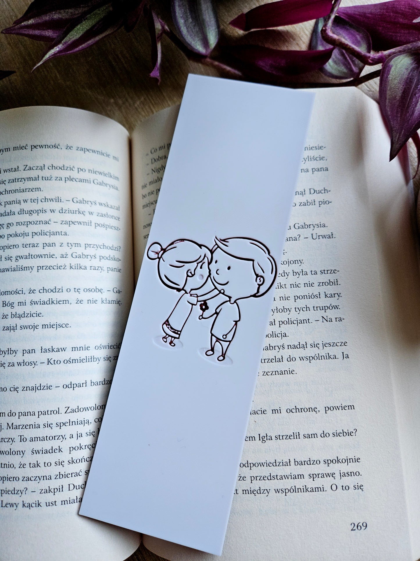 Adorable Couple Sketch Bookmark - 3D Printed Love Keepsake