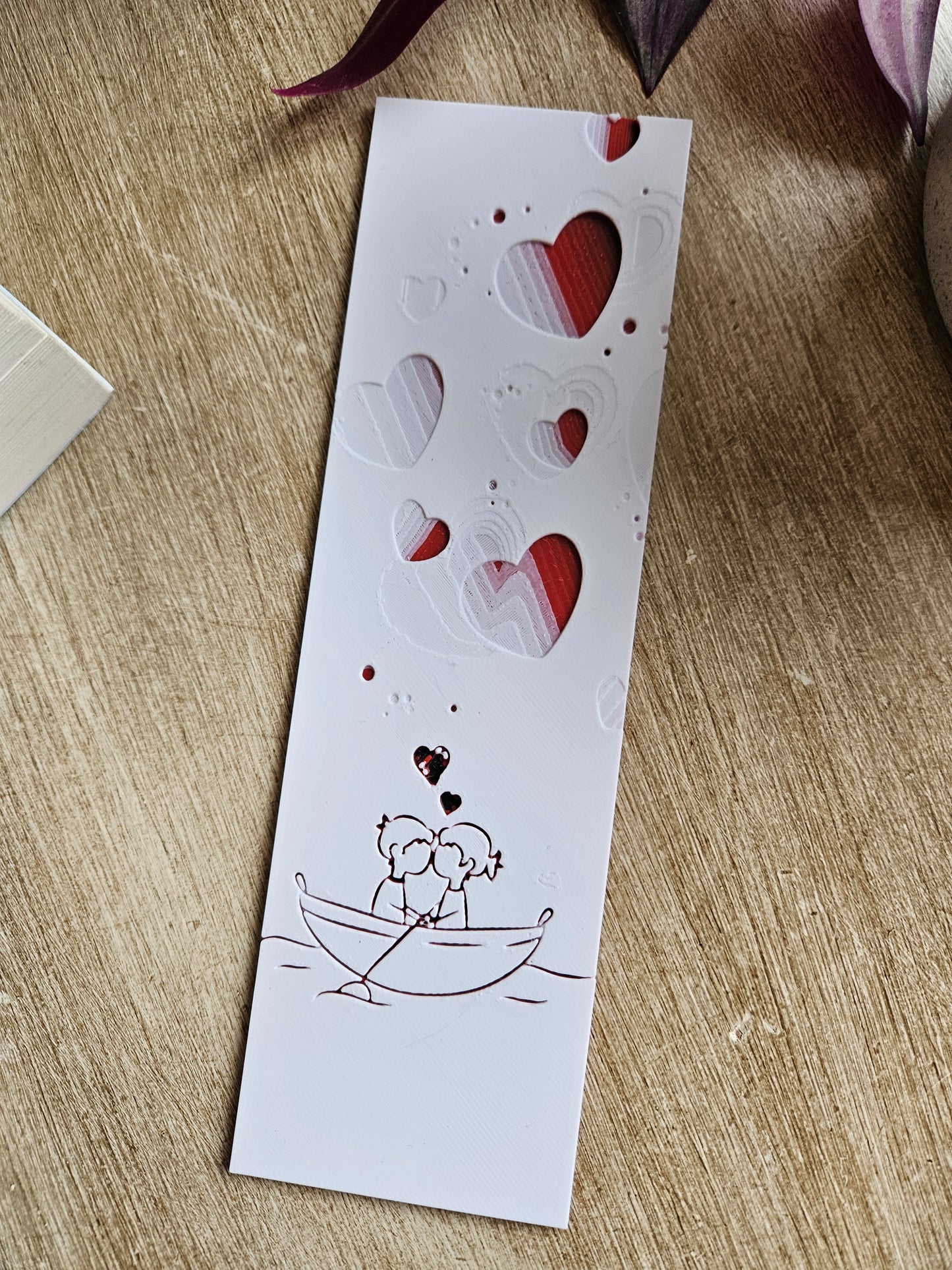 Romantic Boat Date Bookmark - 3D Printed Love Design