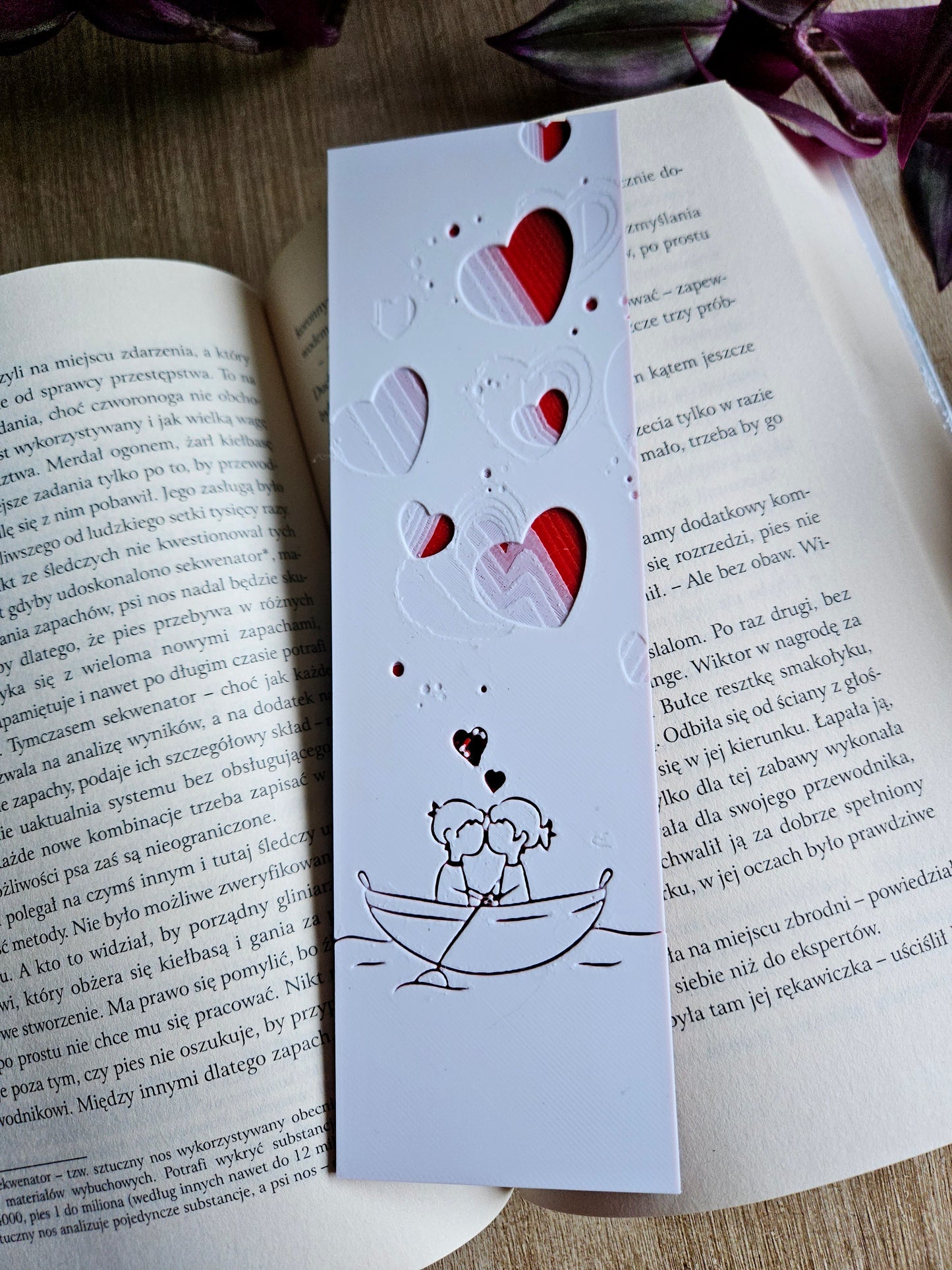 Romantic Boat Date Bookmark - 3D Printed Love Design