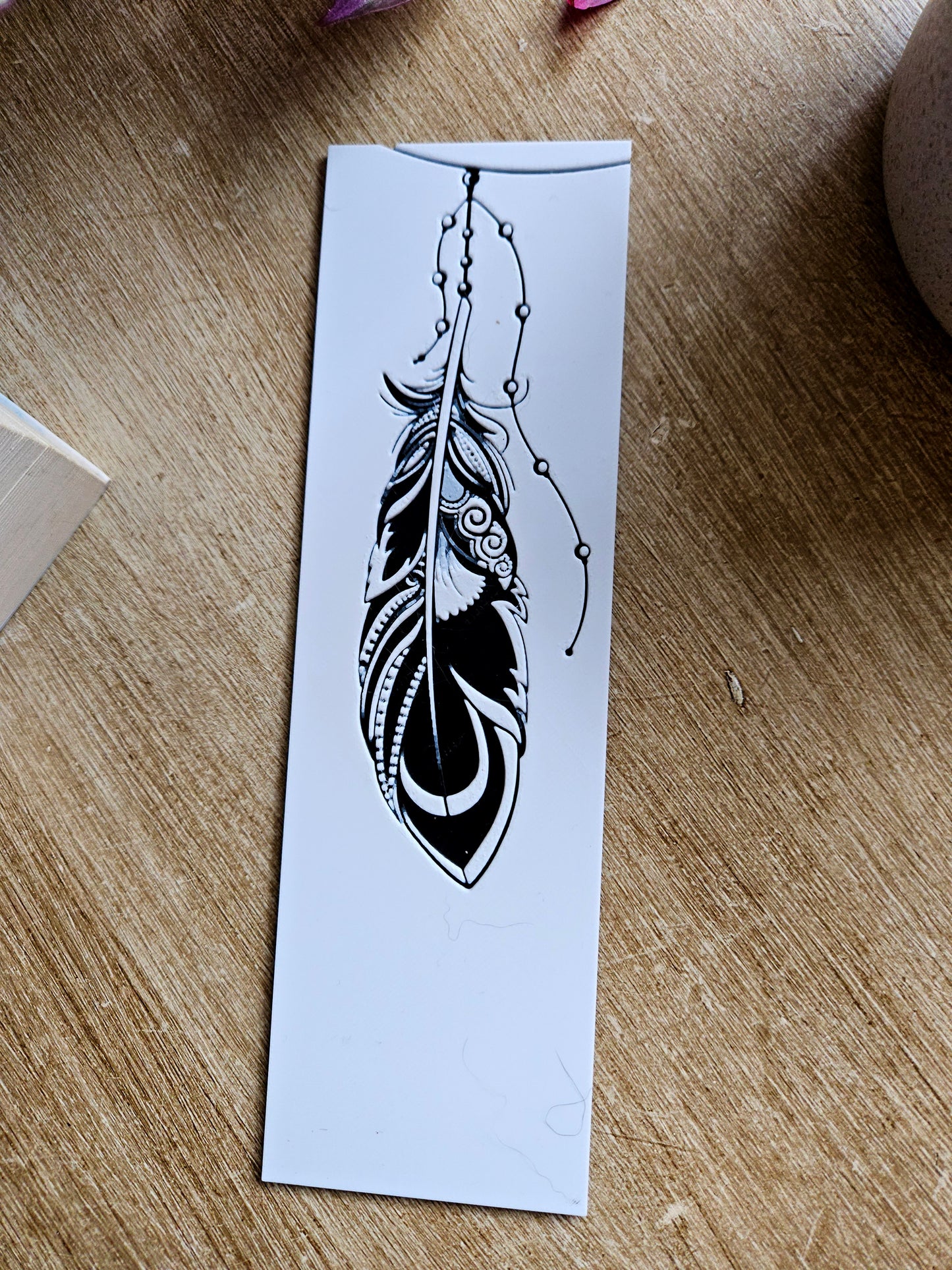 Tribal Feather Elegance 3D Printed Bookmark