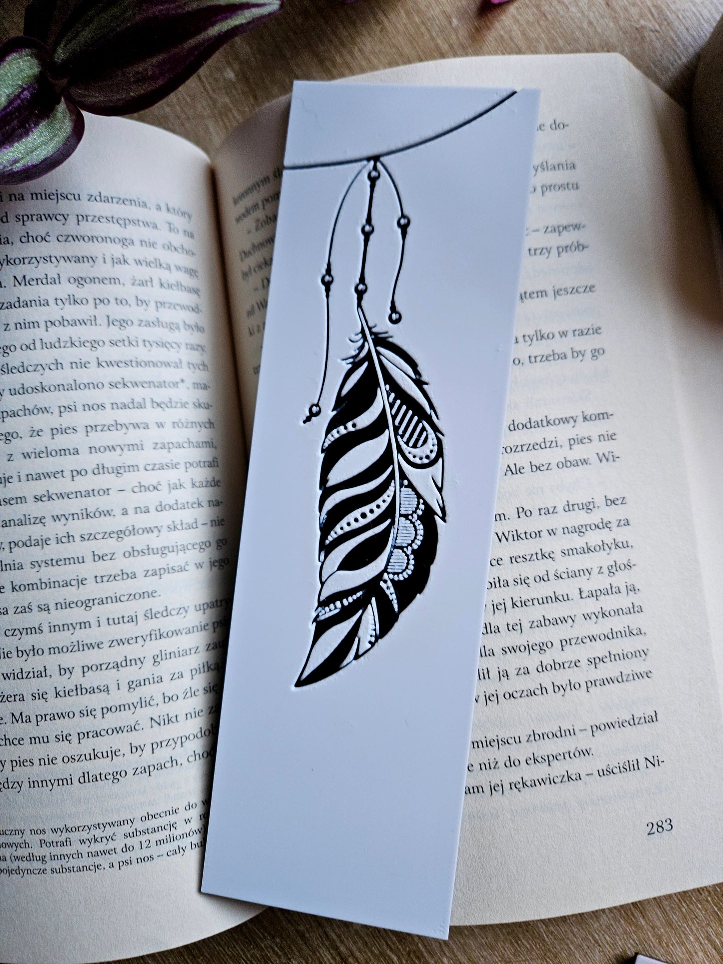 Set of 3 Boho Feather 3D Printed Bookmarks in Black & White | Perfect for Nature & Art Lovers