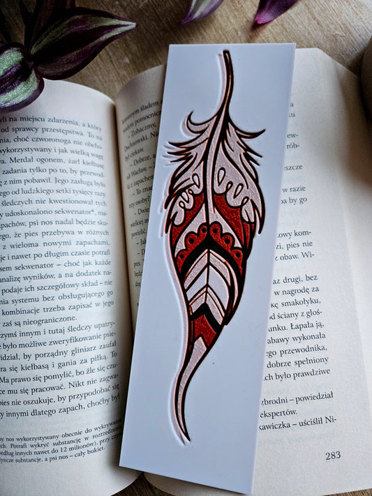 Boho Feather 3D Printed Bookmark - Intricate Design