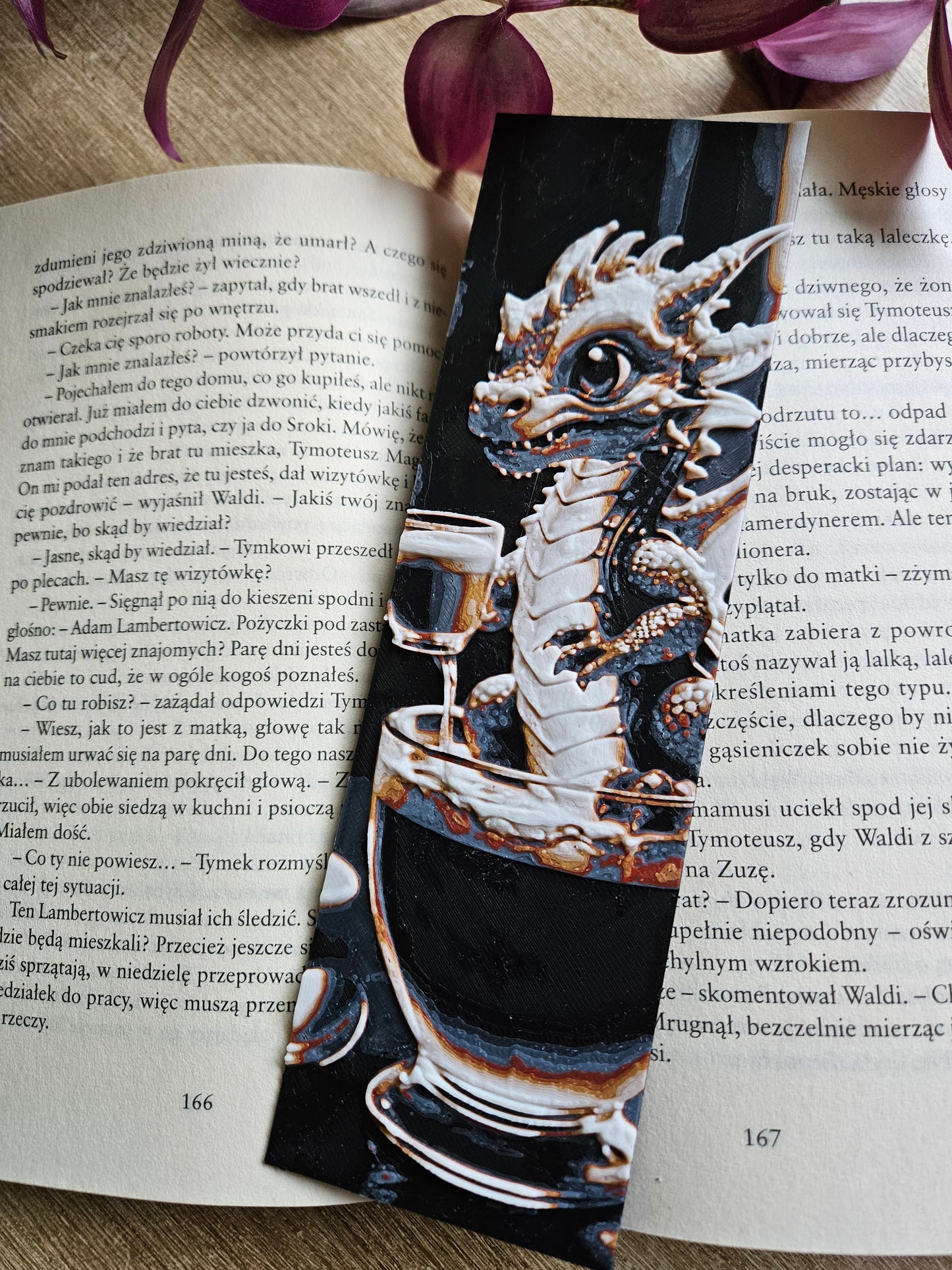 Set of 3 Adorable Coffee-Dragon 3D Printed Bookmarks | Perfect for Fantasy & Coffee Enthusiasts