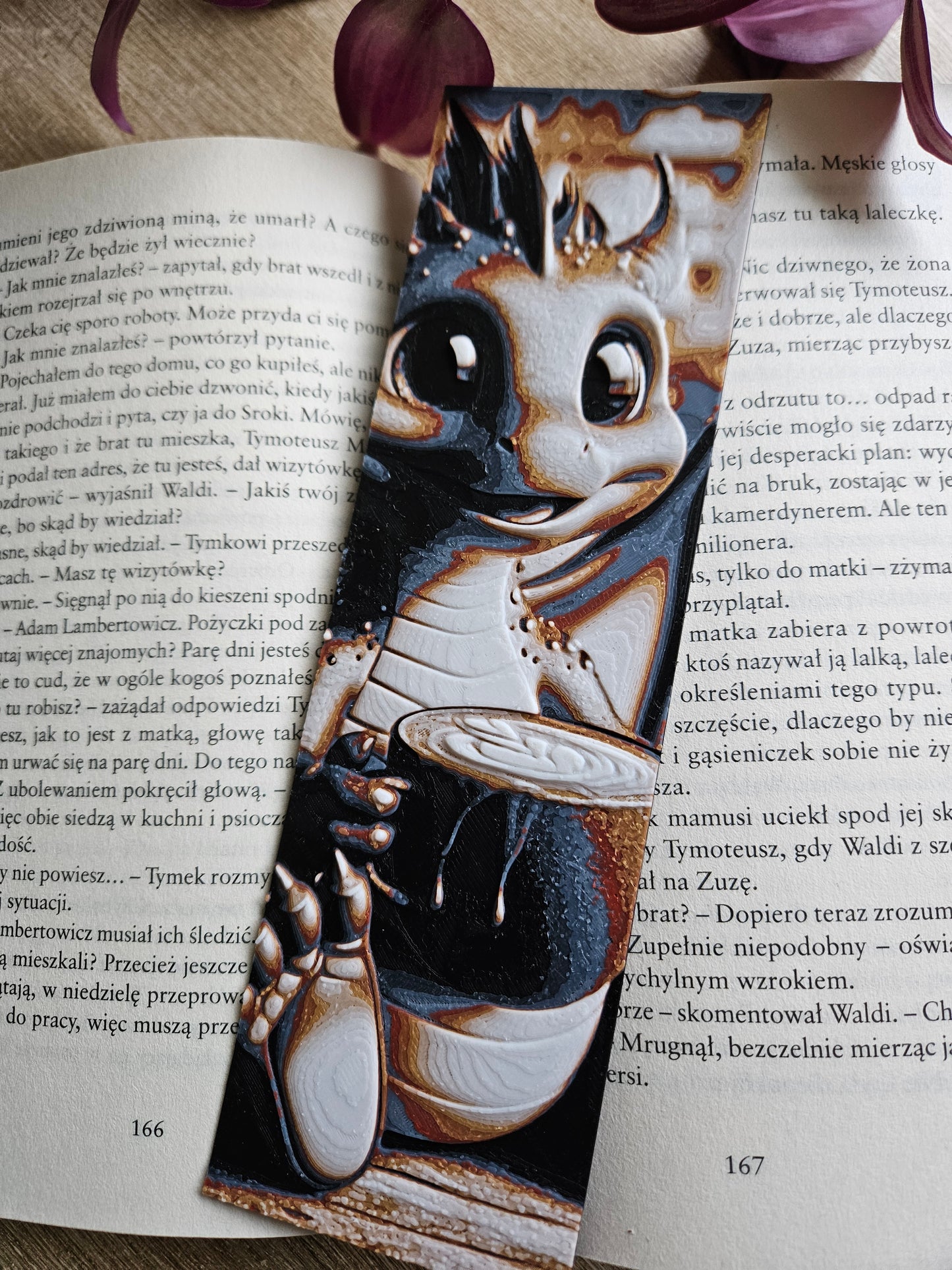 Set of 3 Adorable Coffee-Dragon 3D Printed Bookmarks | Perfect for Fantasy & Coffee Enthusiasts