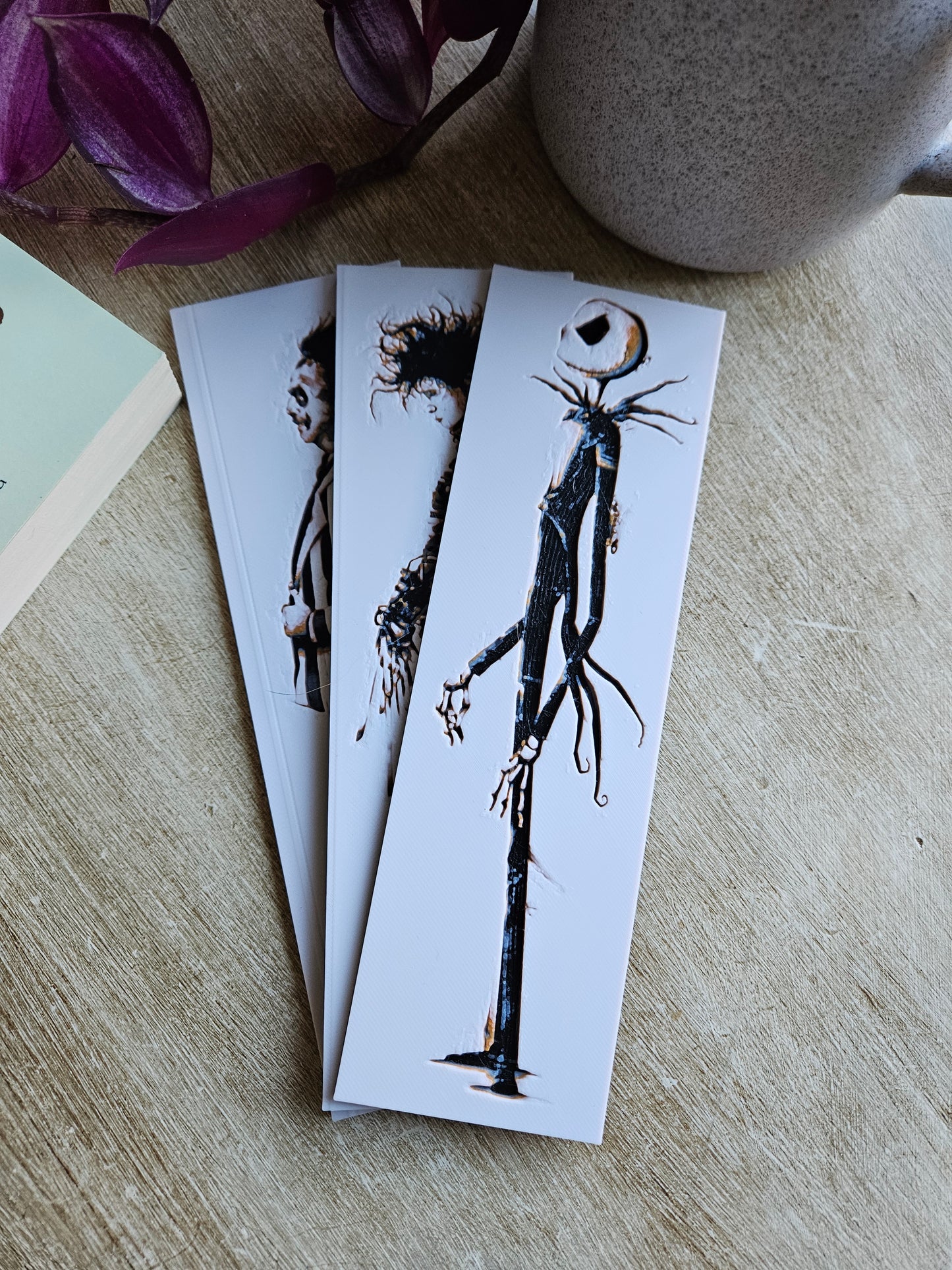 Set of 3 Tim Burton-Inspired 3D Printed Bookmarks | Perfect for Fans of Gothic Fantasy & Quirky Art