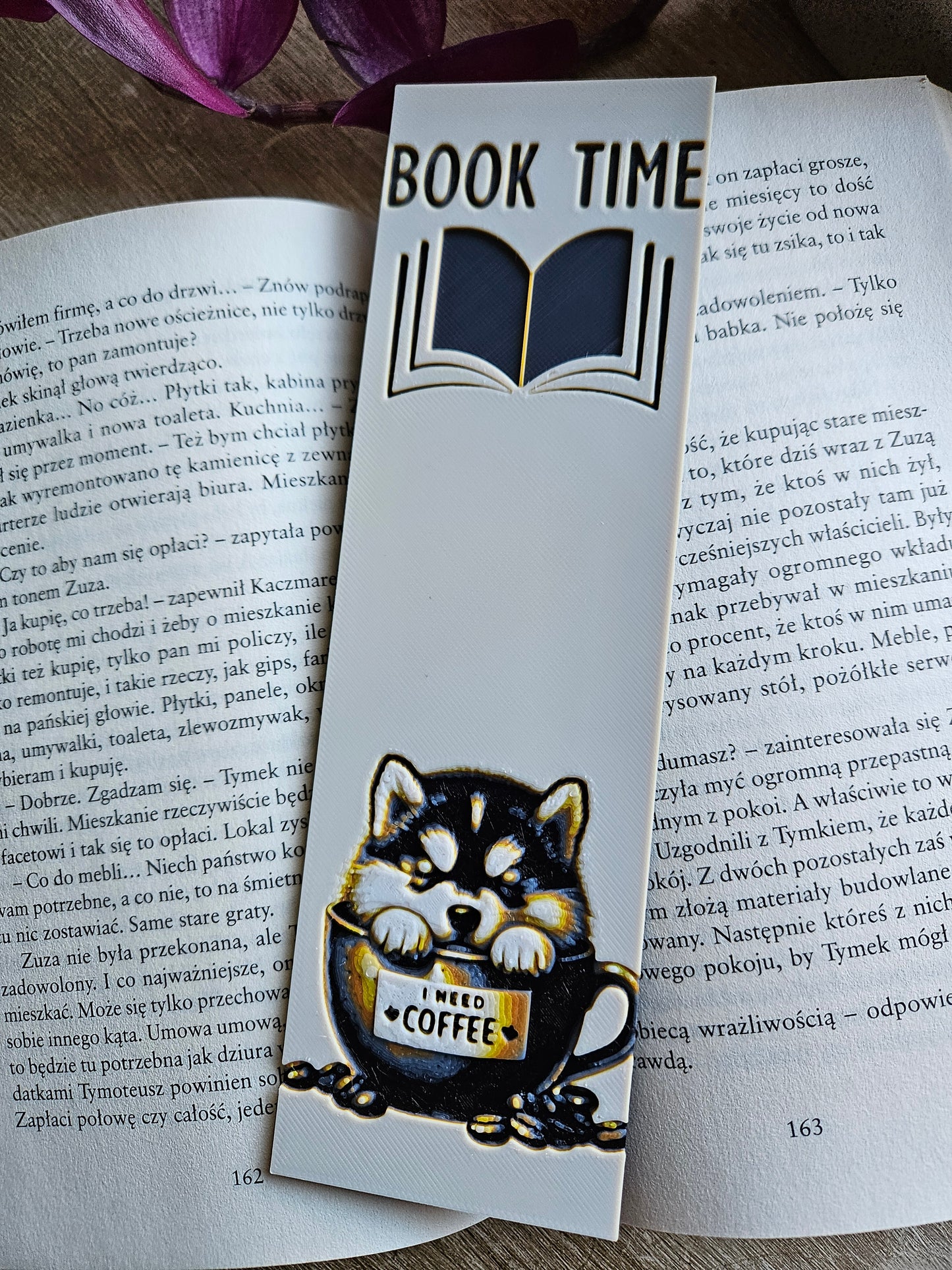 Set of 3 Adorable Puppy 'I Need Coffee' 3D Printed Bookmarks | Perfect for Coffee & Book Lovers