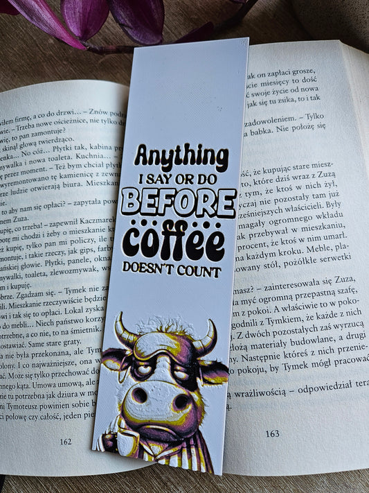 Coffee Lover's Delight: Humorous Cow-Themed Bookmark