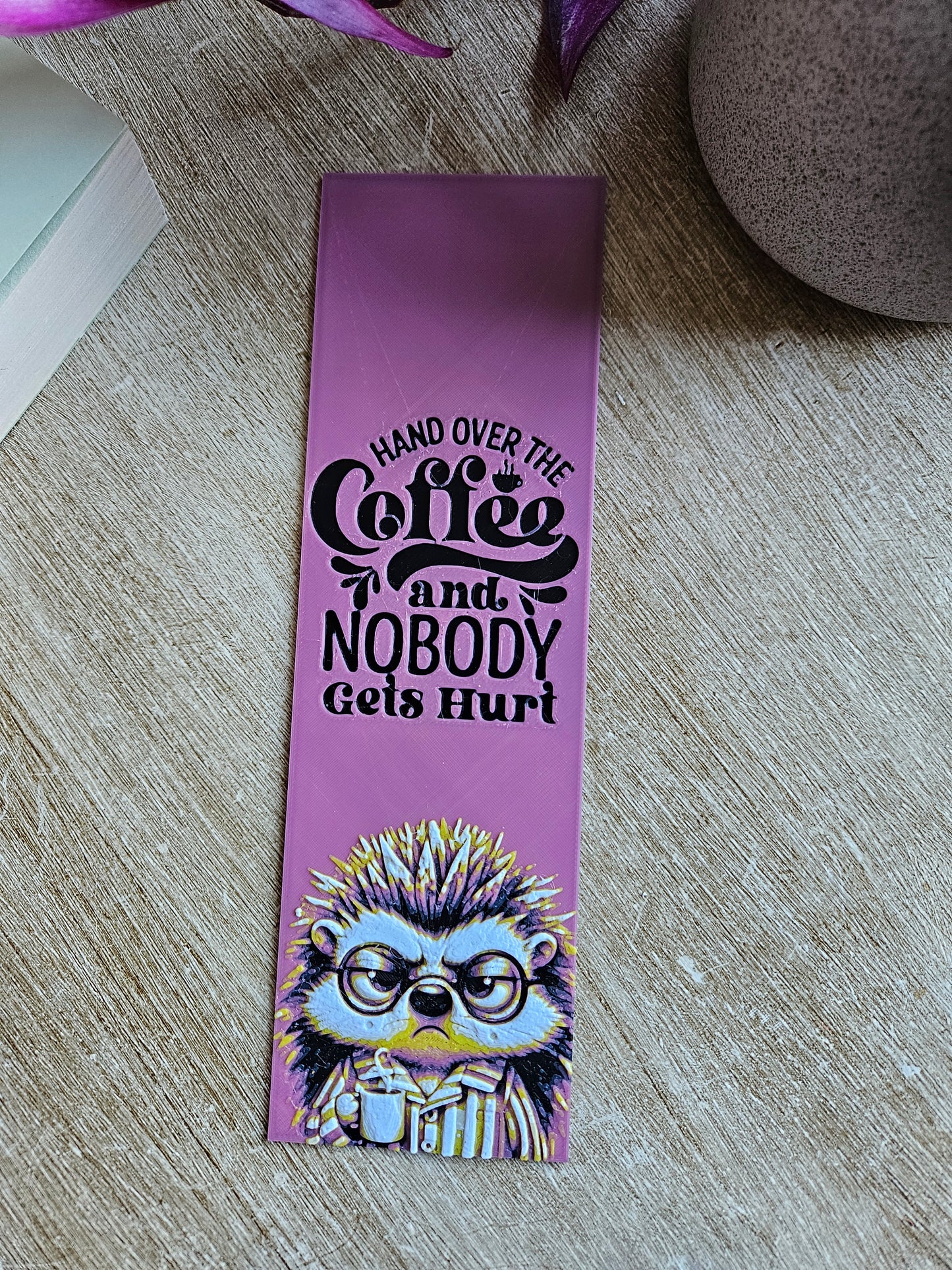 Hedgehog Coffee Lover 3D Bookmark – Wake Up in Style