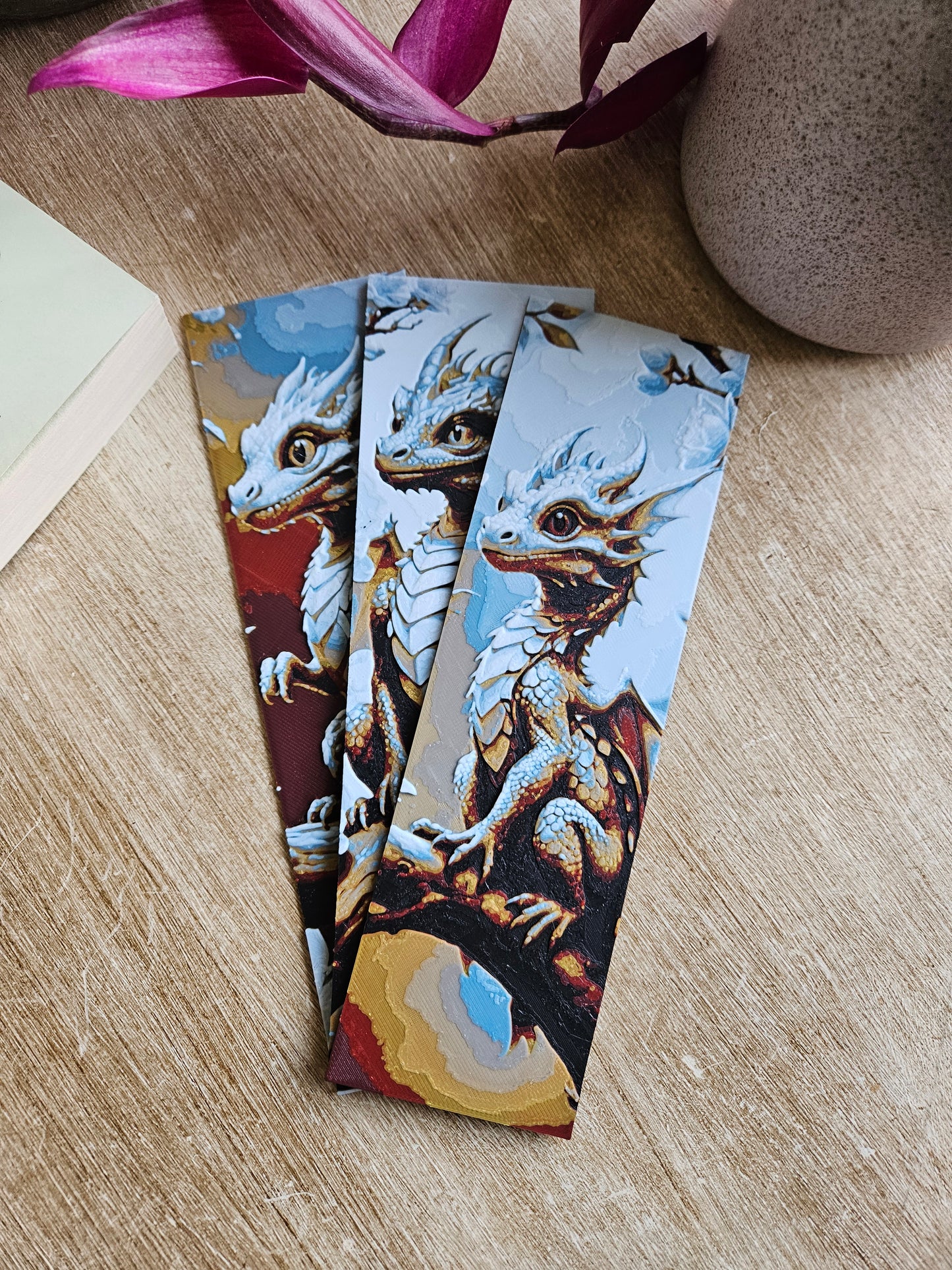 Set of 3 Dragon-Themed 3D Printed Bookmarks | Perfect for Fantasy Lovers