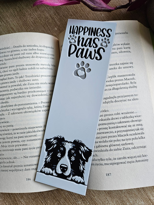 Happiness Has Paws 3D Printed Border Collie Bookmark