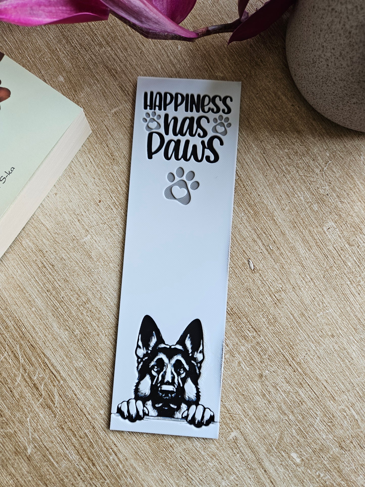 Happiness Has Paws 3D Printed German Shepherd Bookmark