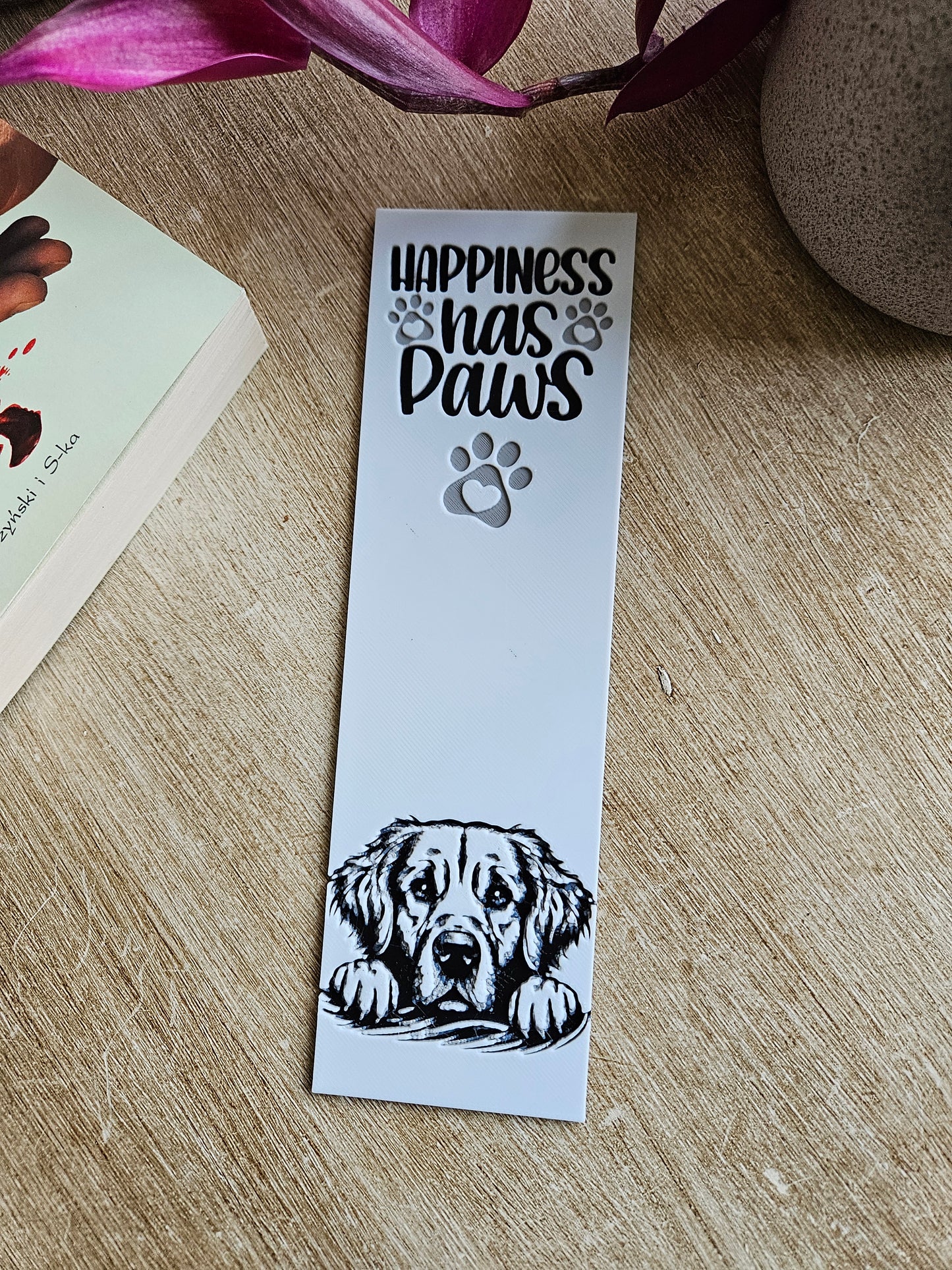 Happiness Has Paws 3D Printed Labrador-Themed Bookmark