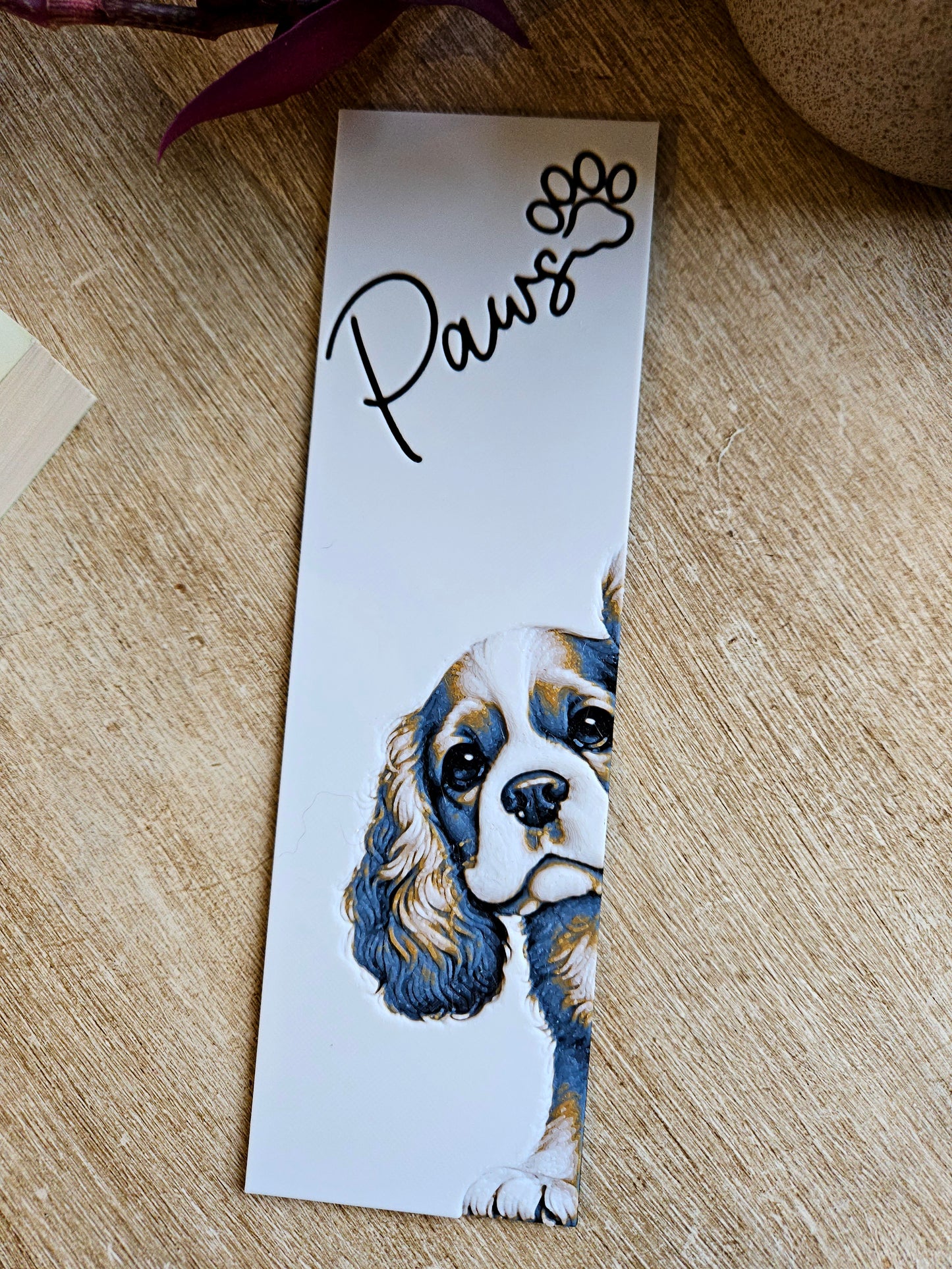 Cavalier King Charles Paws 3D Printed Bookmark – Adorable Dog Design