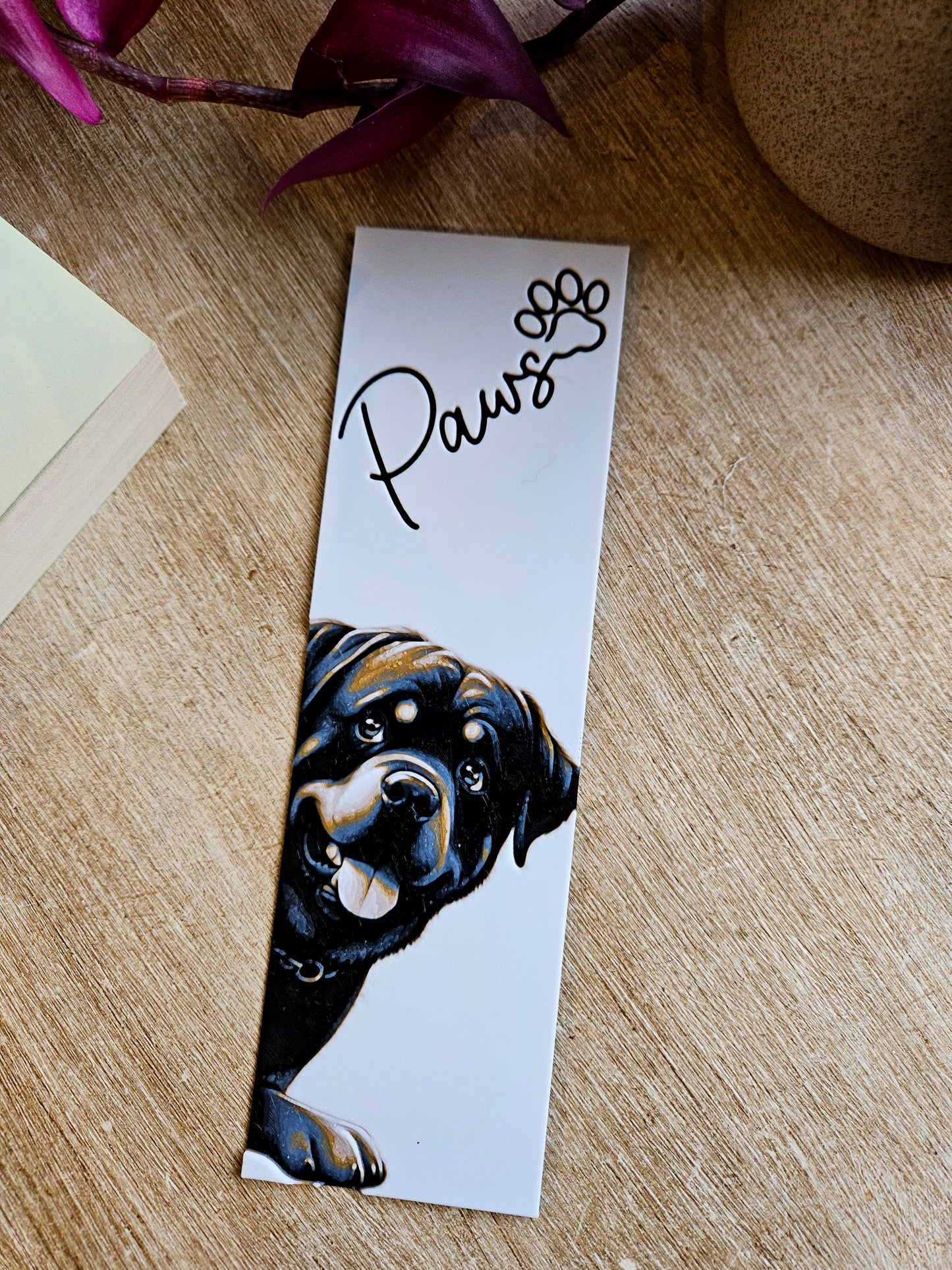 Rottweiler Paws 3D Printed Bookmark – Adorable Dog Design