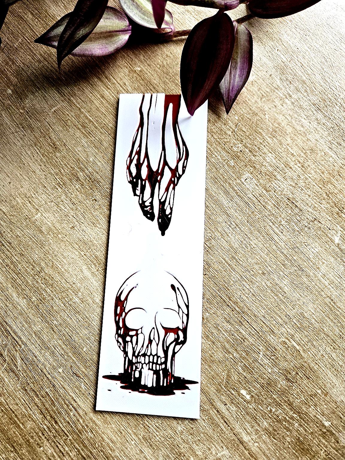 Skull and Blood Drip Bookmark – Dark Elegance