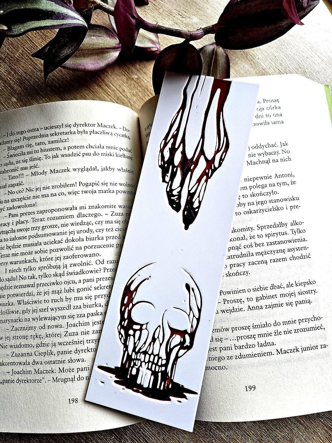 Skull and Blood Drip Bookmark – Dark Elegance